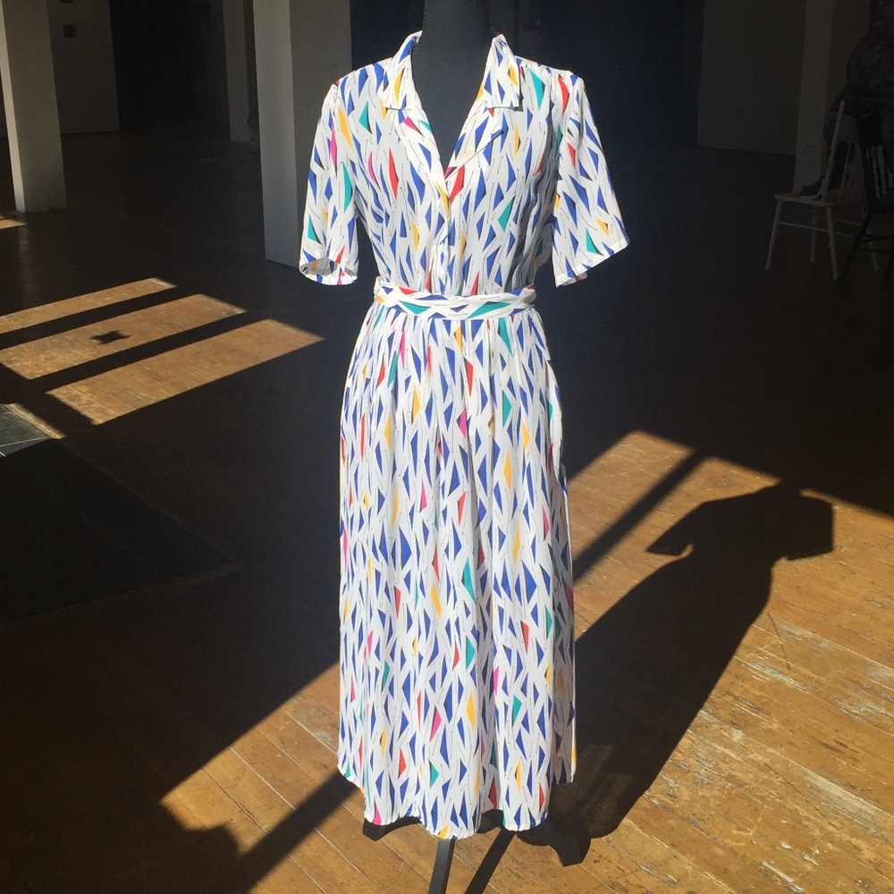 Vintage 2pc geometric 80s Midi/maxi skirt set